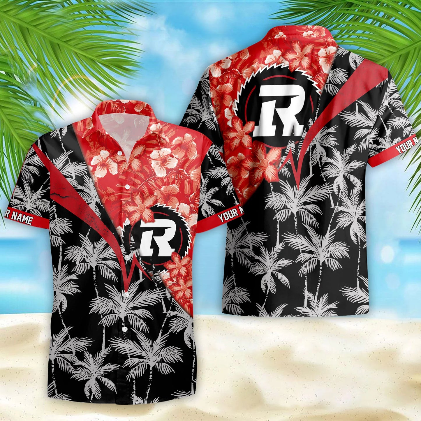 [FAN EXCLUSIVE] NEW CUSTOMIZED CFL02 OTT OTTAWA REDBLACKS UNISEX HAWAIIAN SHIRT