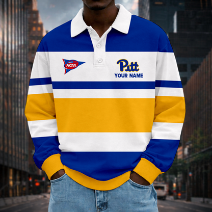 LIMITED EDITION - NEW CUSTOMIZED NCAA FBS02 PIP PITTSBURGH PANTHERS UNISEX LONG SLEEVE POLO