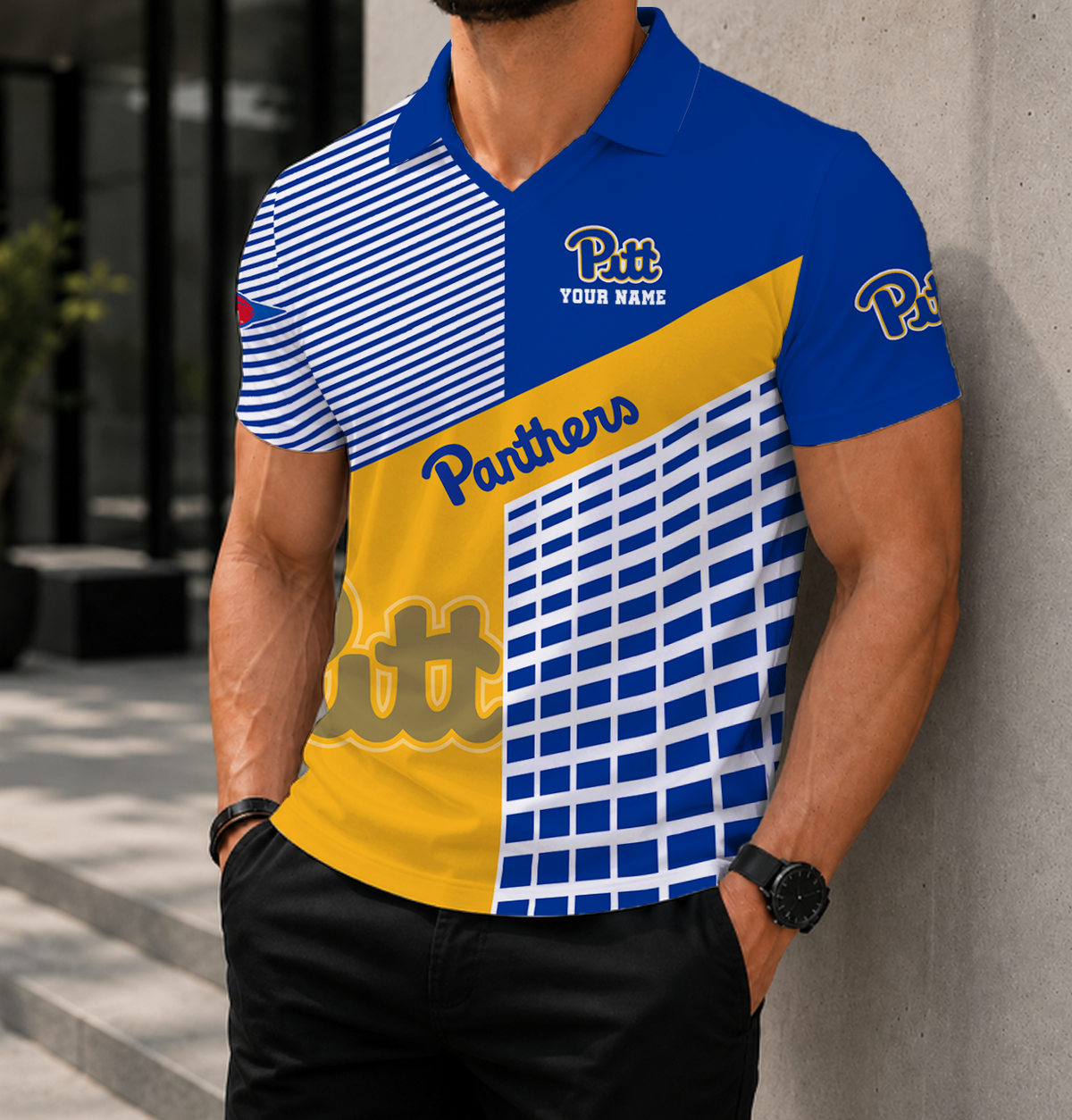 VIRAL EDITION - NEW CUSTOMIZED NCAA FBS02 PIP PITTSBURGH PANTHERS POLO SHIRT