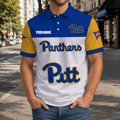 EXCLUSIVE EDITION - NEW CUSTOMIZED NCAA FBS02 PIP PITTSBURGH PANTHERS POLO SHIRT, ZIP POLO SHIRT & T-SHIRTS