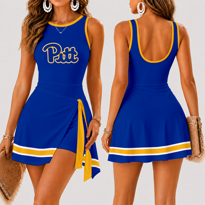 [FAN FAVORITE] NEW CUSTOMIZED NCAA FBS02 PIP PITTSBURGH PANTHERS WOMEN'S SUMMER SKORT DRESS