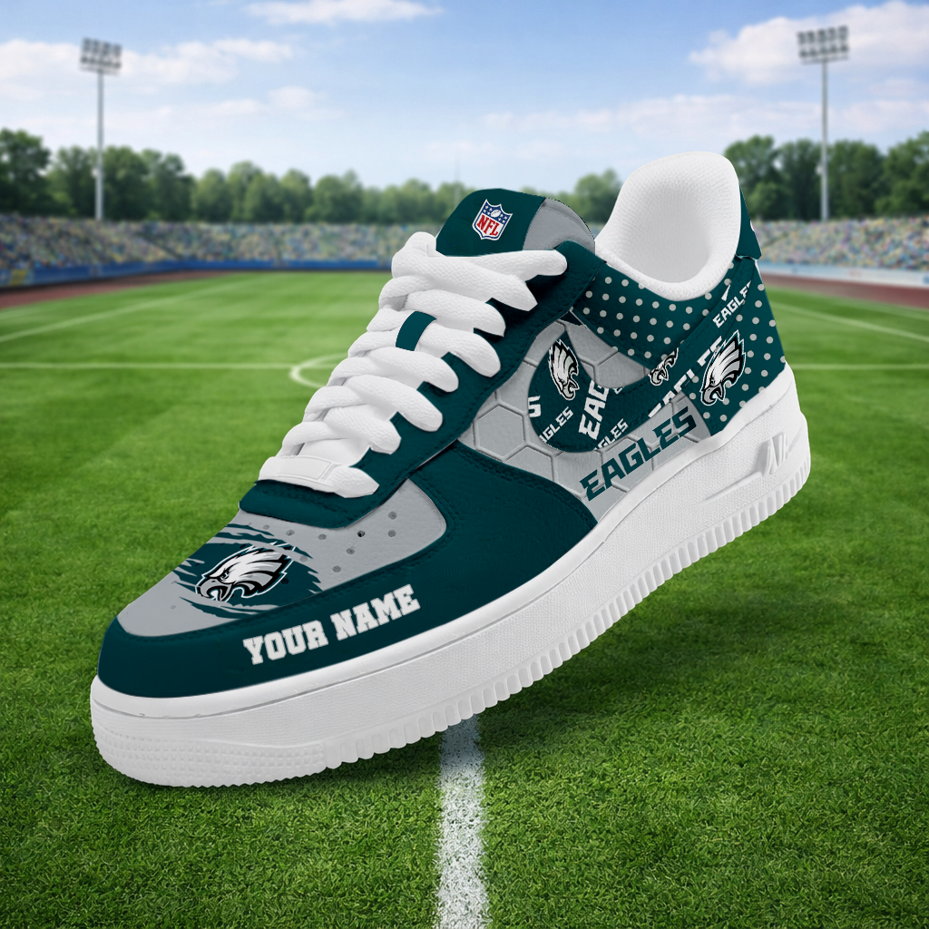 LIMITED EDITION - NEW CUSTOMIZED NFL02 PPE PHILADELPHIA EAGLES AF1 SNEAKERS