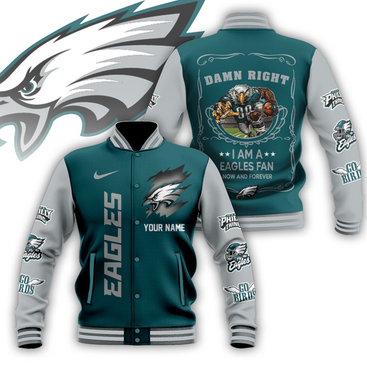 LIMITED EDITION - NEW CUSTOMIZED NFL02 PPE PHILADELPHIA EAGLES BASEBALL JACKET