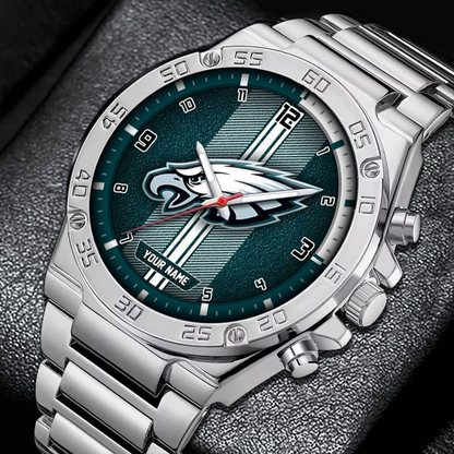 LIMITED EDITION - NEW CUSTOMIZED NFL02 PPE PHILADELPHIA EAGLES LUXURY STAINLESS STEEL WATCH