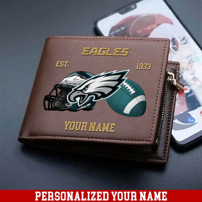 LIMITED EDITION - NEW CUSTOMIZED NFL02 PPE PHILADELPHIA EAGLES LEATHER WALLET