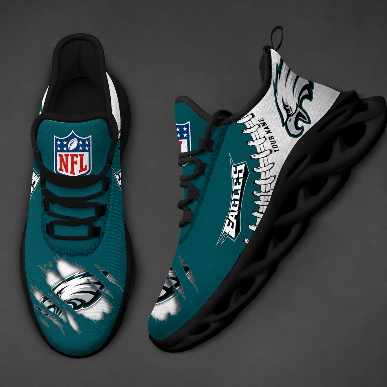LIMITED EDITION - NEW CUSTOMIZED NFL02 PPE PHILADELPHIA EAGLES UNISEX MAX SOUL SHOES