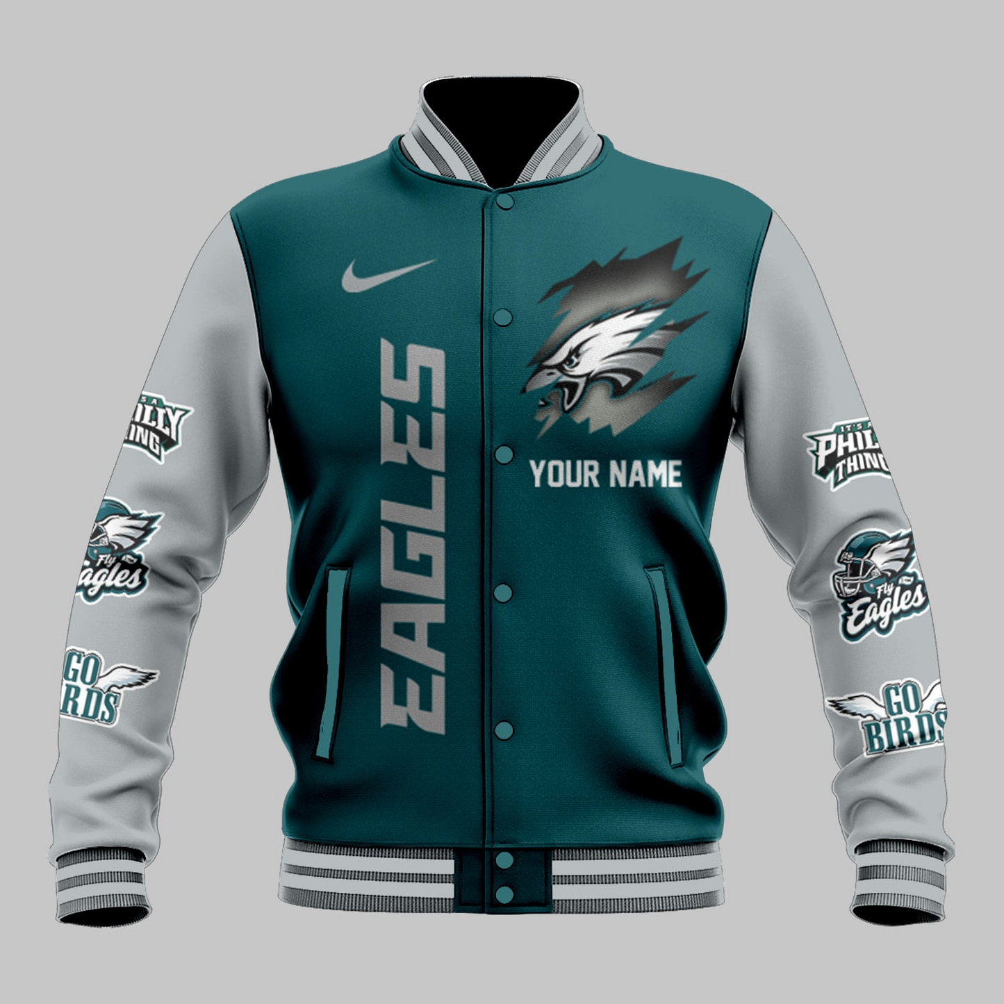 LIMITED EDITION - NEW CUSTOMIZED NFL02 PPE PHILADELPHIA EAGLES BASEBALL JACKET