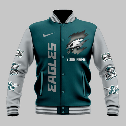 LIMITED EDITION - NEW CUSTOMIZED NFL02 PPE PHILADELPHIA EAGLES BASEBALL JACKET