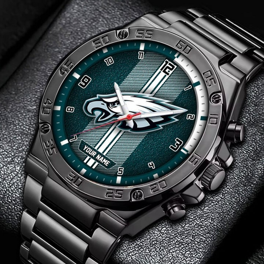LIMITED EDITION - NEW CUSTOMIZED NFL02 PPE PHILADELPHIA EAGLES LUXURY STAINLESS STEEL WATCH