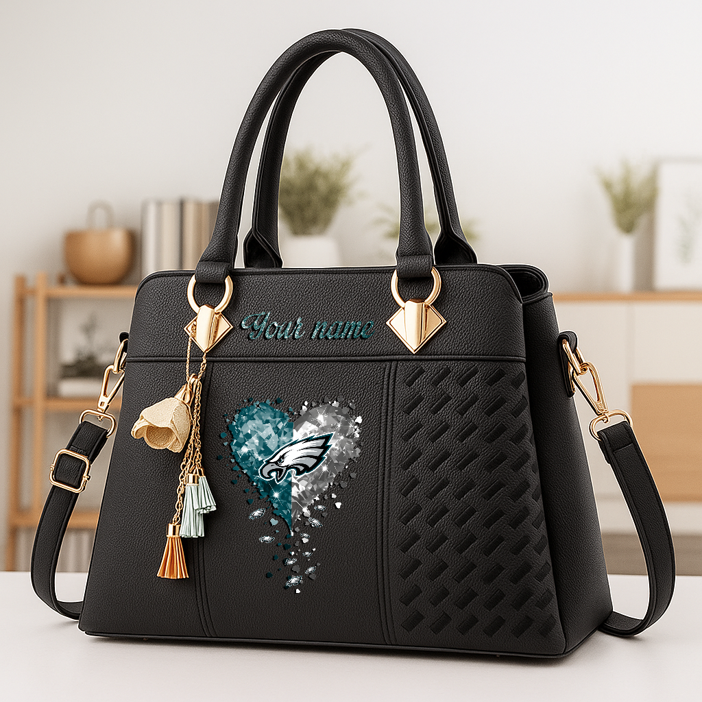 LIMITED EDITION - NEW CUSTOMIZED NFL02 PPE PHILADELPHIA EAGLES ZIP HANDBAG MULTICOLOR