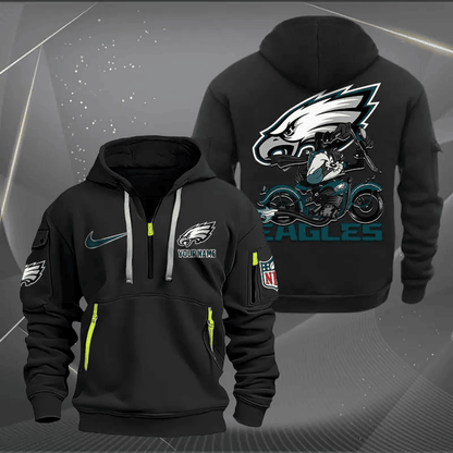 [SPECIAL OFFER] NEW CUSTOMIZED NFL02 PPE PHILADELPHIA EAGLES MUTICOLOR QUARTER ZIP HOODIE