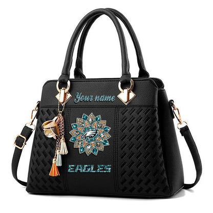 LIMITED EDITION - NEW CUSTOMIZED NFL02 PPE PHILADELPHIA EAGLES WOMEN'S ZIP HANDBAG MULTICOLOR