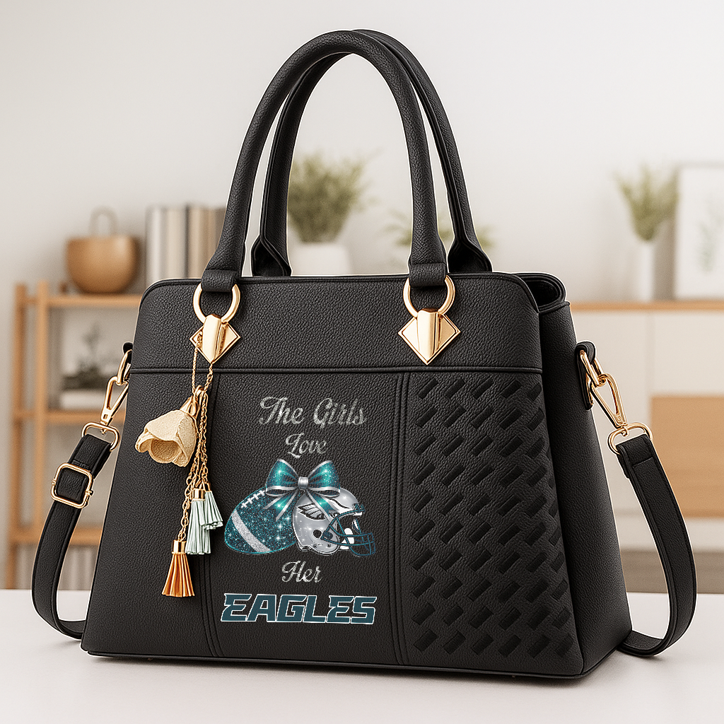LIMITED EDITION - NEW CUSTOMIZED NFL02 PPE PHILADELPHIA EAGLES WOMEN'S ZIP HANDBAG MULTICOLOR