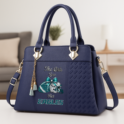 LIMITED EDITION - NEW CUSTOMIZED NFL02 PPE PHILADELPHIA EAGLES WOMEN'S ZIP HANDBAG MULTICOLOR