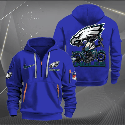 [SPECIAL OFFER] NEW CUSTOMIZED NFL02 PPE PHILADELPHIA EAGLES MUTICOLOR QUARTER ZIP HOODIE