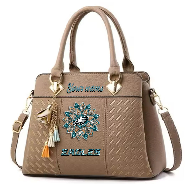 LIMITED EDITION - NEW CUSTOMIZED NFL02 PPE PHILADELPHIA EAGLES WOMEN'S ZIP HANDBAG MULTICOLOR