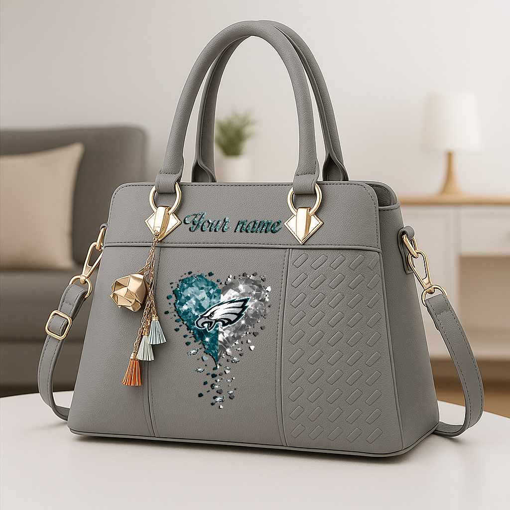 LIMITED EDITION - NEW CUSTOMIZED NFL02 PPE PHILADELPHIA EAGLES ZIP HANDBAG MULTICOLOR