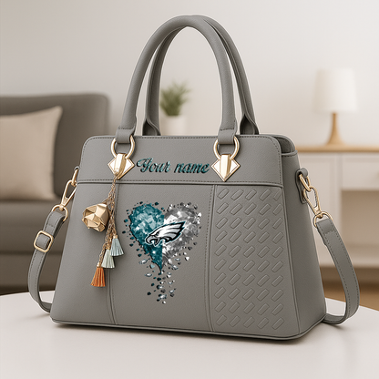 LIMITED EDITION - NEW CUSTOMIZED NFL02 PPE PHILADELPHIA EAGLES ZIP HANDBAG MULTICOLOR