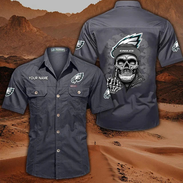 [SPECIAL OFFER] NEW CUSTOMIZED NFL02 PPE PHILADELPHIA EAGLES MUTICOLOR MEN'S CARGO SHIRT