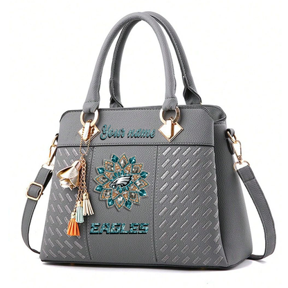 LIMITED EDITION - NEW CUSTOMIZED NFL02 PPE PHILADELPHIA EAGLES WOMEN'S ZIP HANDBAG MULTICOLOR