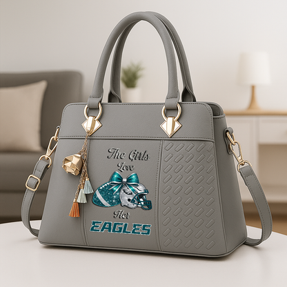 LIMITED EDITION - NEW CUSTOMIZED NFL02 PPE PHILADELPHIA EAGLES WOMEN'S ZIP HANDBAG MULTICOLOR