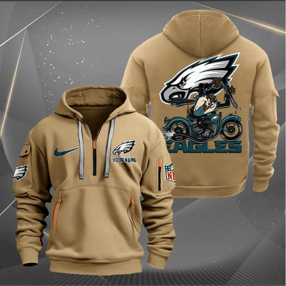 [SPECIAL OFFER] NEW CUSTOMIZED NFL02 PPE PHILADELPHIA EAGLES MUTICOLOR QUARTER ZIP HOODIE