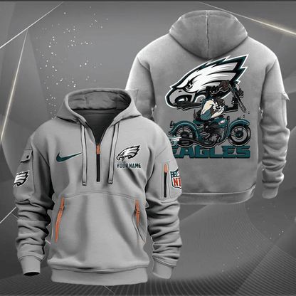 [SPECIAL OFFER] NEW CUSTOMIZED NFL02 PPE PHILADELPHIA EAGLES MUTICOLOR QUARTER ZIP HOODIE