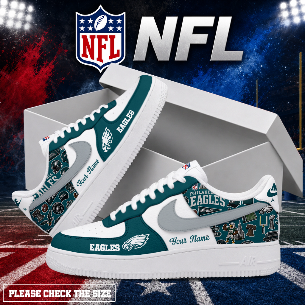 LIMITED EDITION - NEW CUSTOMIZED NFL02 PPE PHILADELPHIA EAGLES AF1 SHOES