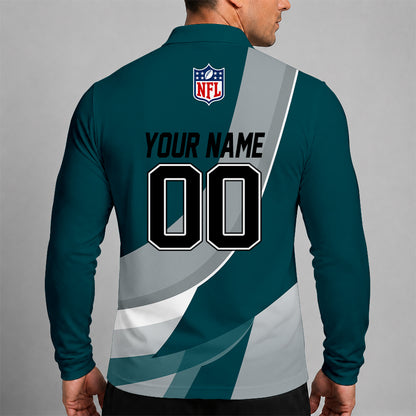 [SPECIAL OFFER] NEW CUSTOMIZED NFL02 PPE PHILADELPHIA EAGLES O-RING LONG SLEEVE POLO SHIRT