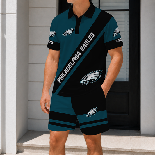 SPECIAL EDITION - NEW CUSTOMIZED NFL02 PPE PHILADELPHIA EAGLES POLO SHIRT & SHORT PANTS SET