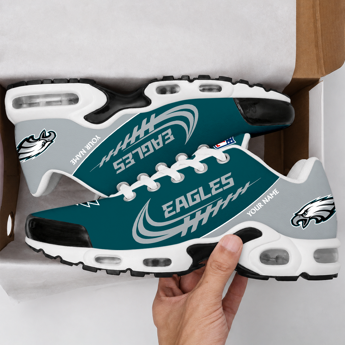 LIMITED EDITION - NEW CUSTOMIZED NFL02 PPE PHILADELPHIA EAGLES AIR MAX PLUS SNEAKERS