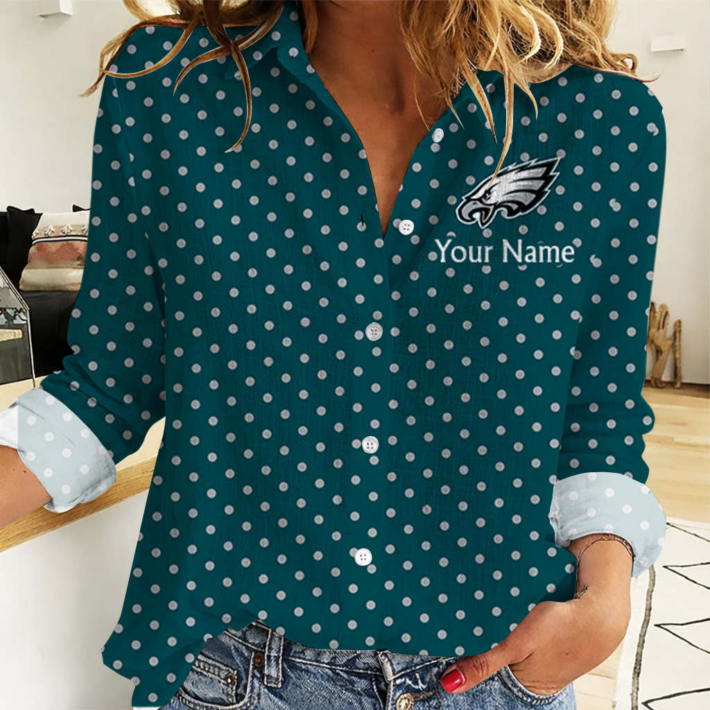 LIMITED EDITION - NEW CUSTOMIZED NFL02 PPE PHILADELPHIA EAGLES WOMEN CASUAL SHIRT