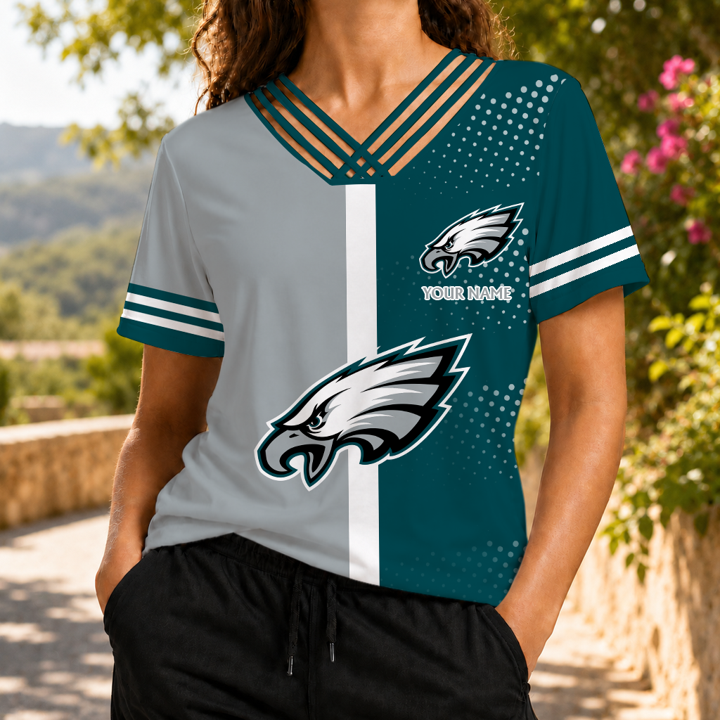 LIMITED EDITION - NEW CUSTOMIZED NFL02 PPE PHILADELPHIA EAGLES V-NECK SHIRT