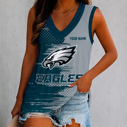 LIMITED EDITION - NEW CUSTOMIZED NFL02 PPE PHILADELPHIA EAGLES WOMEN'S V-NECK TANK TOP