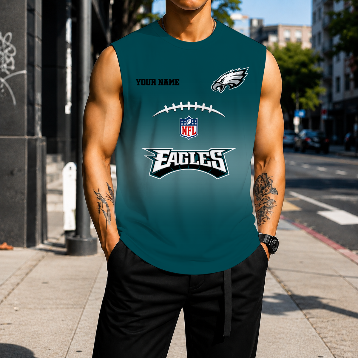 LIMITED EDITION - NEW CUSTOMIZED NFL02 PPE PHILADELPHIA EAGLES MEN'S GYM SHIRT
