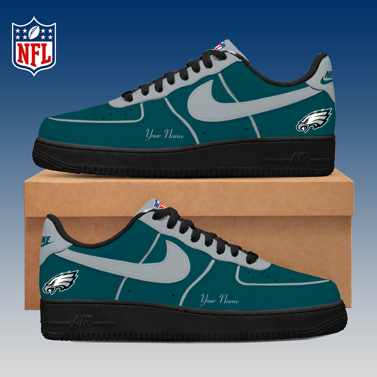 LIMITED EDITION - NEW CUSTOMIZED NFL02 PPE PHILADELPHIA EAGLES AF1 SNEAKERS