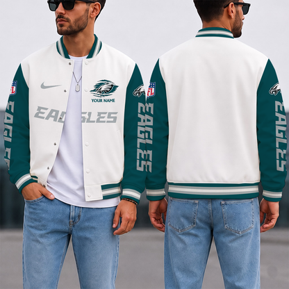 ELITE EDITION - NEW CUSTOMIZED NFL02 PPE PHILADELPHIA EAGLES SATIN VARSITY & BASEBALL JACKET