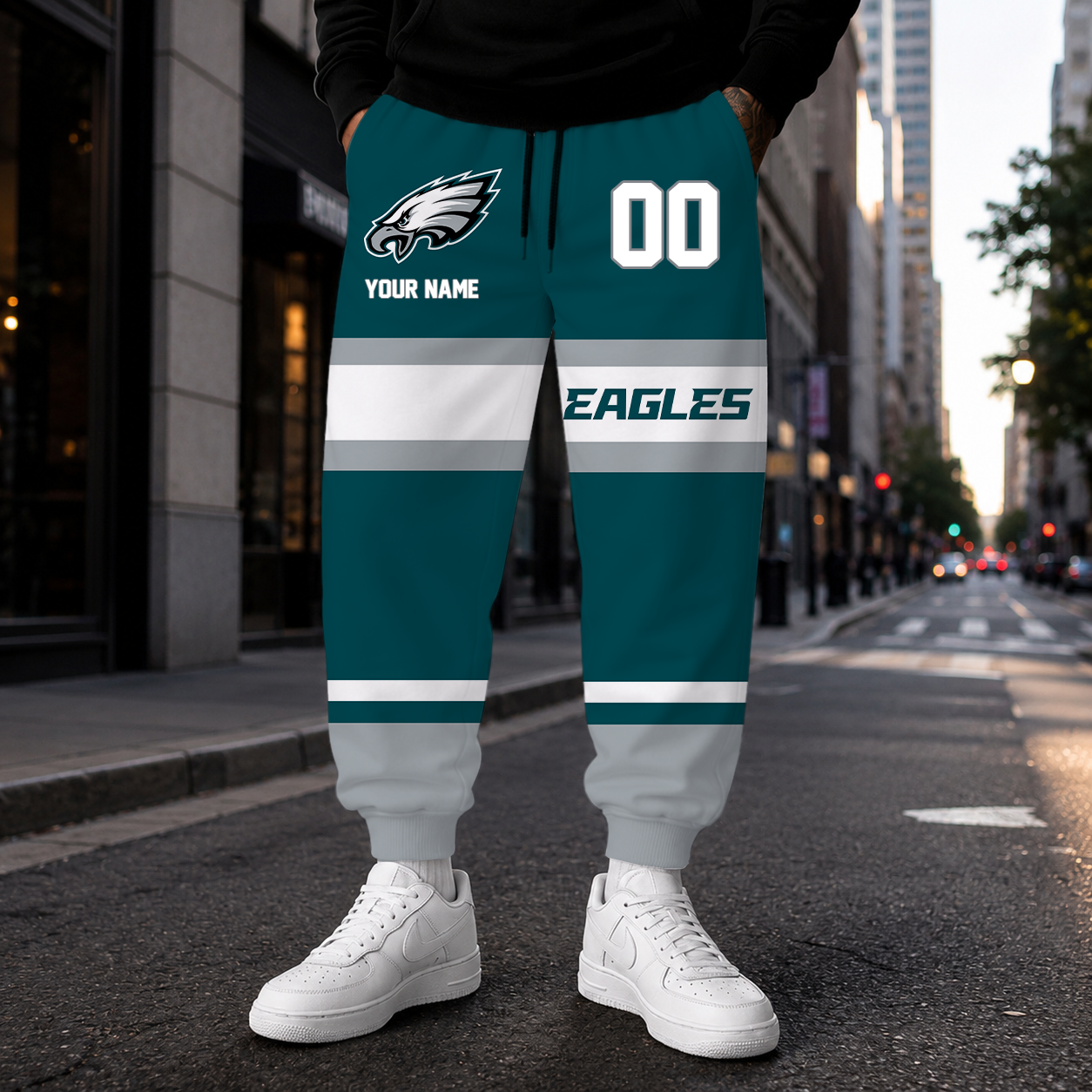 LIMITED EDITION - NEW CUSTOMIZED NFL02 PPE PHILADELPHIA EAGLES SWEATPANTS