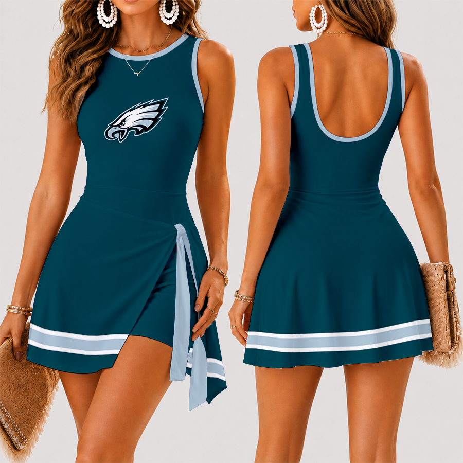 [SPECIAL OFFER] NEW CUSTOMIZED NFL02 PPE PHILADELPHIA EAGLES WOMEN'S SUMMER SKORT DRESS