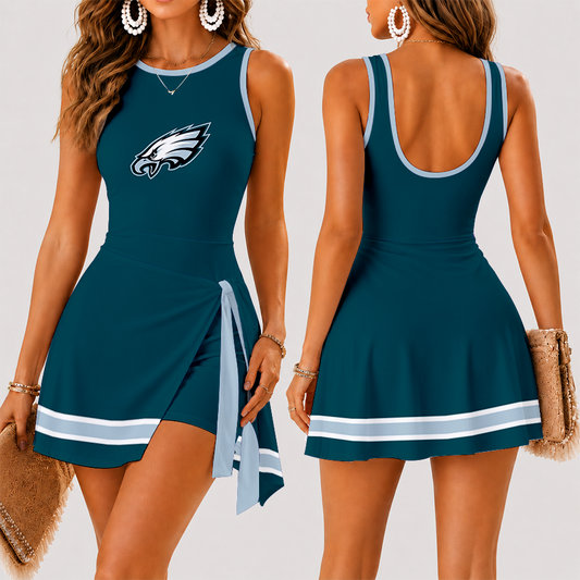 [SPECIAL OFFER] NEW CUSTOMIZED NFL02 PPE PHILADELPHIA EAGLES WOMEN'S SUMMER SKORT DRESS