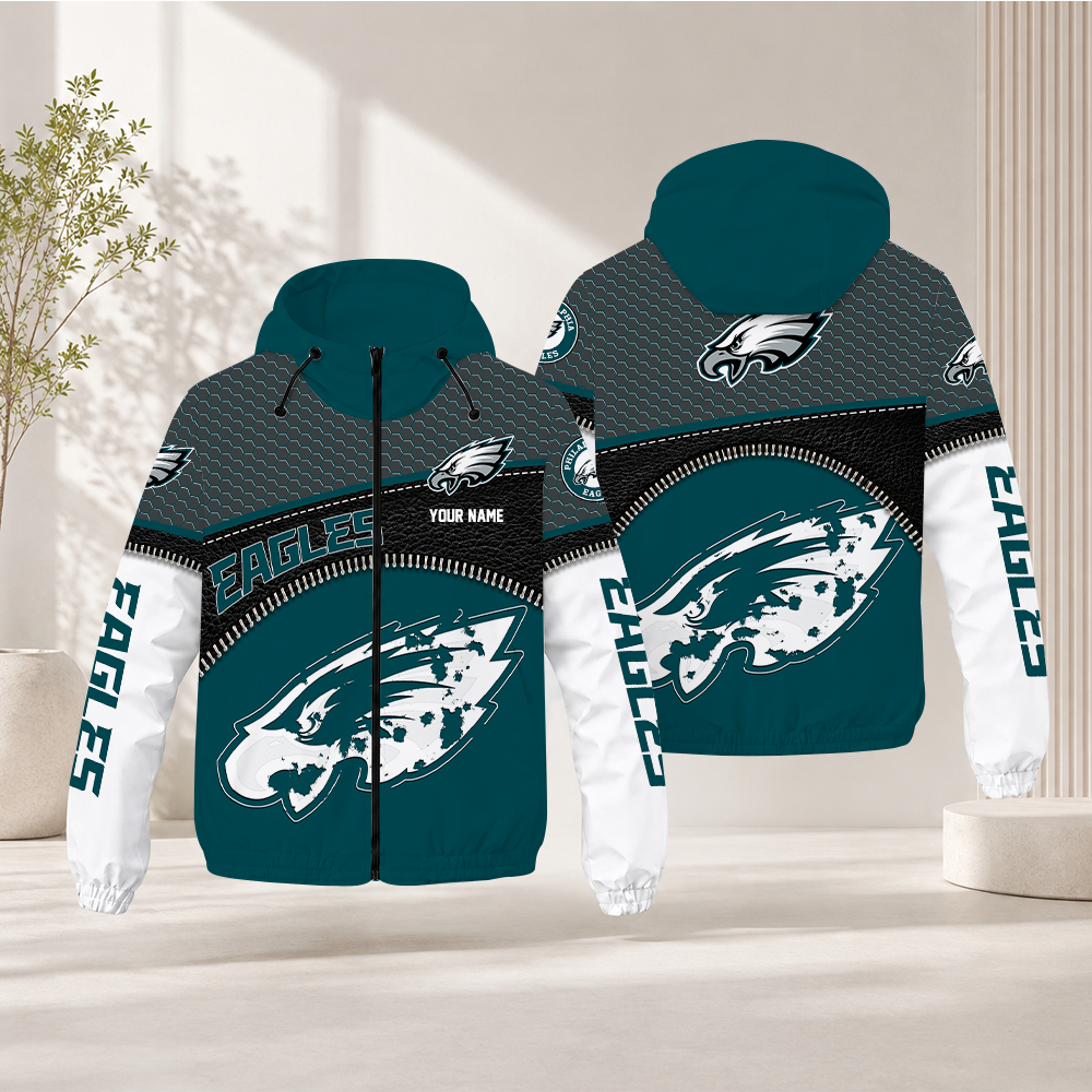 LIMITED EDITION - NEW CUSTOMIZED NFL02 PPE PHILADELPHIA EAGLES WINDBREAKER JACKET
