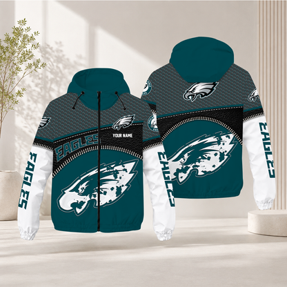 LIMITED EDITION - NEW CUSTOMIZED NFL02 PPE PHILADELPHIA EAGLES WINDBREAKER JACKET