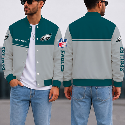 LIMITED EDITION - NEW CUSTOMIZED NFL02 PPE PHILADELPHIA EAGLES SATIN VARSITY & BASEBALL JACKET