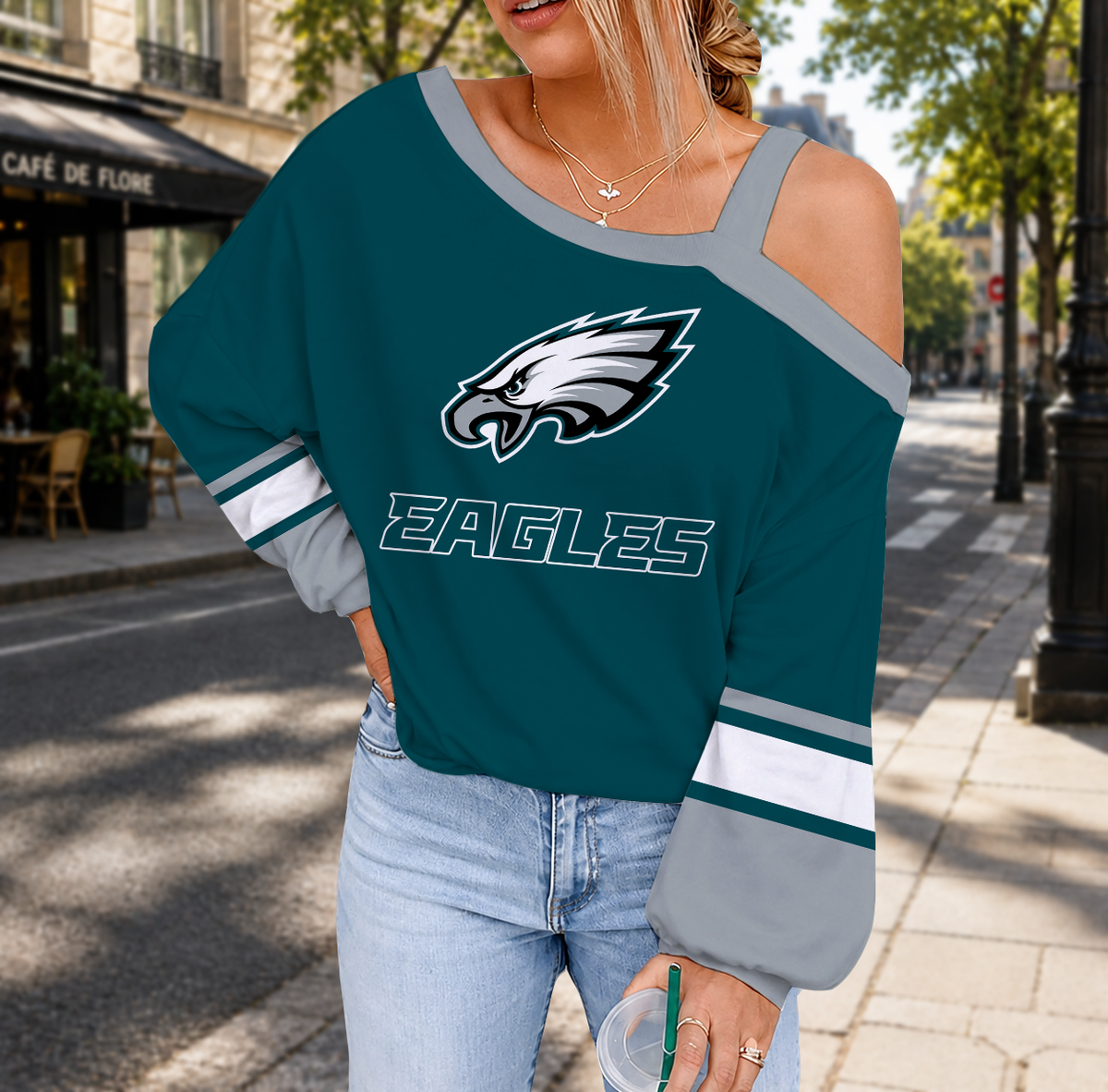 SPECIAL EDITION - NEW CUSTOMIZED NFL02 PPE PHILADELPHIA EAGLES DROP SHOULDER SWEATSHIRT