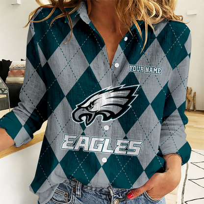 LIMITED EDITION - NEW CUSTOMIZED NFL02 PPE PHILADELPHIA EAGLES WOMEN CASUAL SHIRT FOR FAN