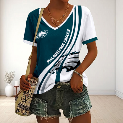SPECIAL EDITION - NEW CUSTOMIZED NFL02 PPE PHILADELPHIA EAGLES V-NECK FEMALE SHIRT