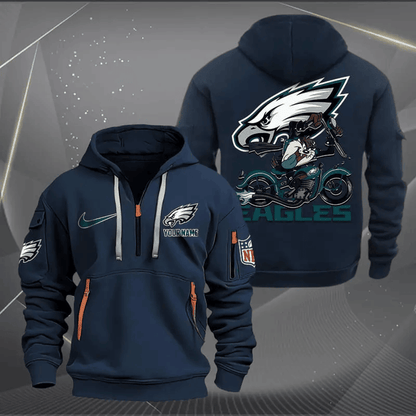 [SPECIAL OFFER] NEW CUSTOMIZED NFL02 PPE PHILADELPHIA EAGLES MUTICOLOR QUARTER ZIP HOODIE
