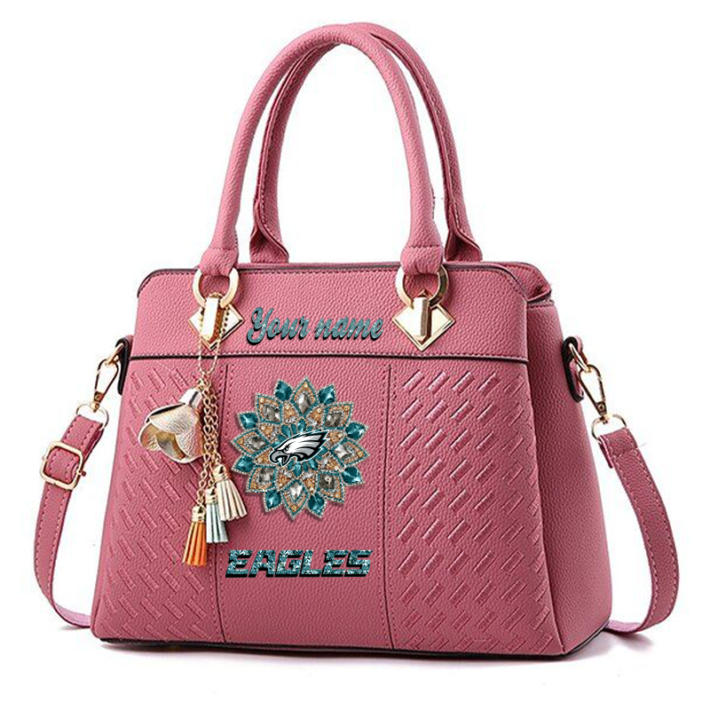 LIMITED EDITION - NEW CUSTOMIZED NFL02 PPE PHILADELPHIA EAGLES WOMEN'S ZIP HANDBAG MULTICOLOR