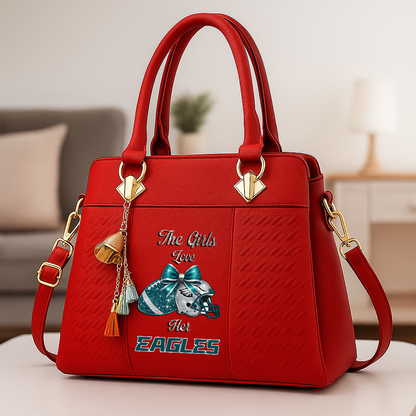 LIMITED EDITION - NEW CUSTOMIZED NFL02 PPE PHILADELPHIA EAGLES WOMEN'S ZIP HANDBAG MULTICOLOR