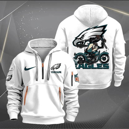 [SPECIAL OFFER] NEW CUSTOMIZED NFL02 PPE PHILADELPHIA EAGLES MUTICOLOR QUARTER ZIP HOODIE